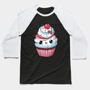 Cute Cupcake Cartoon Baseball T-Shirt